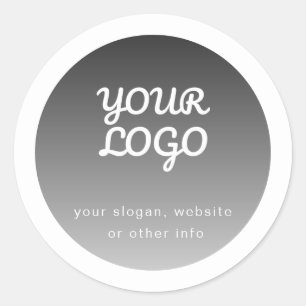 Add Logo   Dark Grey Gradient White Border Classic Round Sticker