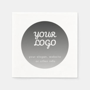 Add Logo Dark Grey Gradient White Border Napkin