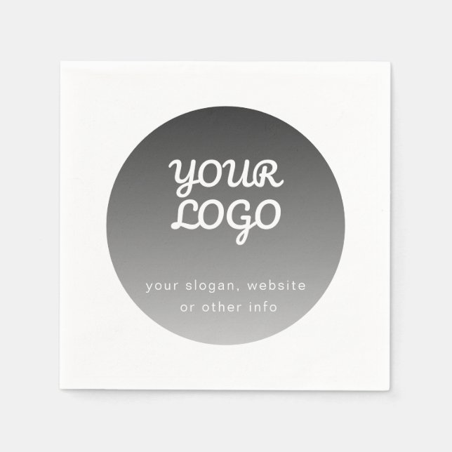 Add Logo | Dark Grey Gradient White Border Napkin (Front)
