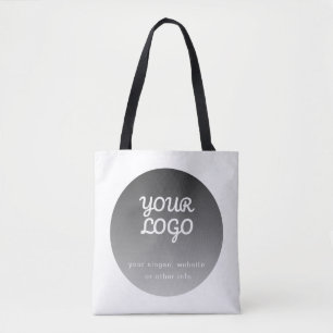 Add Logo   Dark Grey Gradient White Border Tote Bag
