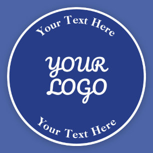 Add Logo Dark Navy Blue & White with Border Classic Round Sticker