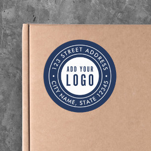 Add Logo Double Border Custom Colour Return Addres Classic Round Sticker