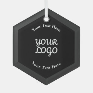 Add Logo Editable Black Glass Ornament
