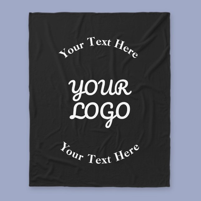 Add Logo Editable Black & White Text Fleece Blanket (Creator Uploaded)