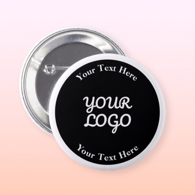 Add Logo Editable Black & White with Border 2 Inch Round Button (Creator Uploaded)