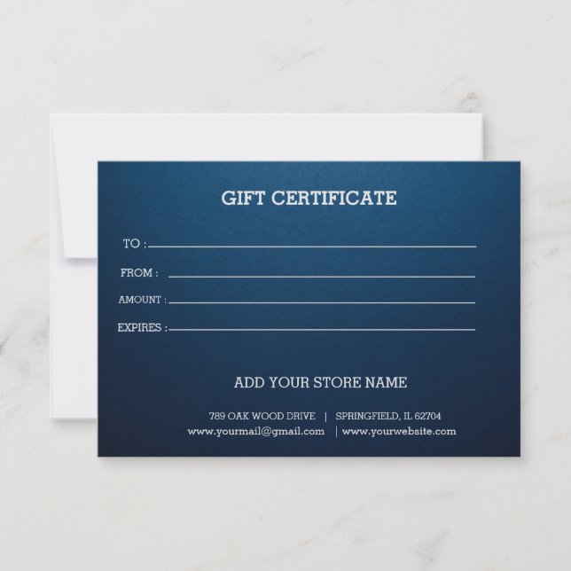 Add Logo Editable Business Gift Certificate (Front)