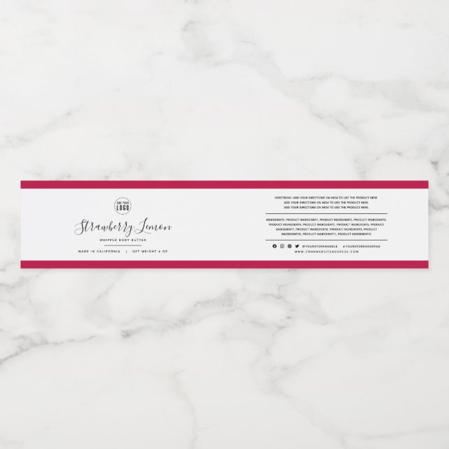 Add Logo Editable Colour Ingredients Product Label (Single Label)