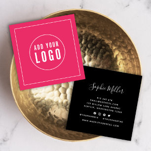 Add Logo Editable Colour White Border Social Media Square Business Card