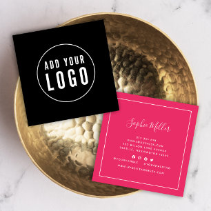 Add Logo Editable Colour White Border Social Media Square Business Card