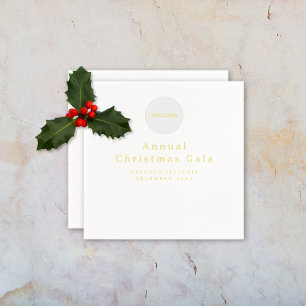 Add Logo Elegant Gold White Custom Text Napkin