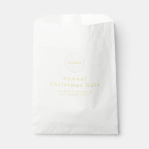 Add Logo Elegant Gold White Custom Text Paper Bags