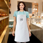 Add Logo Employee Modern Minimalist Black & White Apron<br><div class="desc">Personalized Apron that you can add your logo and your employee’s name in a trendy modern font. Personalize it by replacing the placeholder image and text. For more options such as to change the font and its size/colour or the spacing between letters click the "Edit" button. *Please note that the...</div>