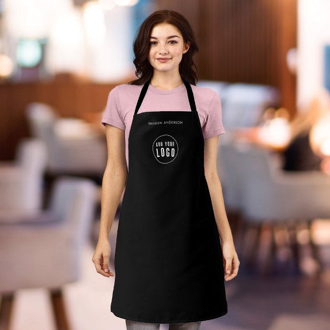 Add Logo Employee Modern Minimalist Custom Colour Apron (Creator Uploaded)