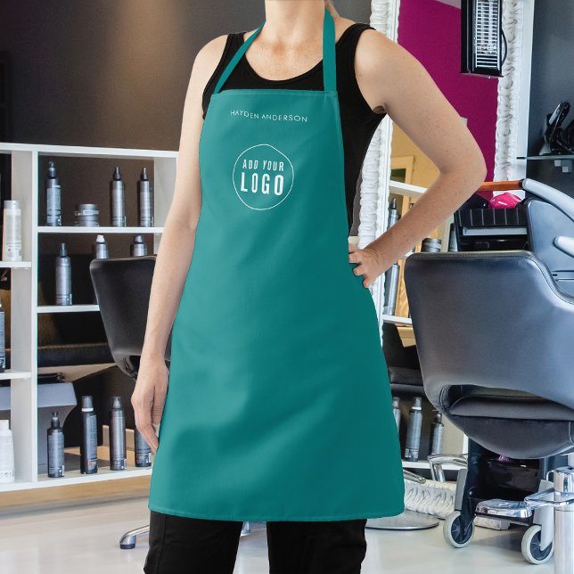 Add Logo Employee Modern Minimalist Custom Colour Apron (Creator Uploaded)