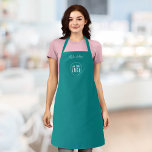 Add Logo Employee Modern Script Custom Colour Apron<br><div class="desc">Personalized Apron that you can add your logo and your employee’s name in trendy modern script against an editable background colour (click “edit” button and change background colour). You can even change the strap colour (accessible on the product page itself) to whatever colour you wish. Personalize it by replacing the...</div>