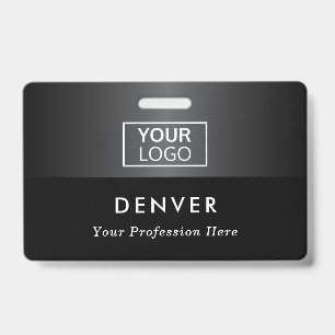 Add logo employee name title black grey gradient badge