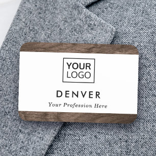 Add logo first name and title brown wood borders tag