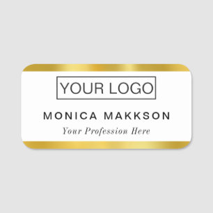 Add logo first name Gold name tag