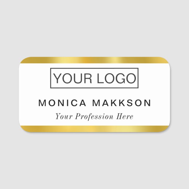 Add logo first name Gold name tag (Front)