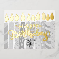 Add Logo Fun Grey Candles Business Happy Birthday