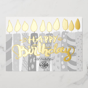 Add Logo Fun Grey Candles Corporate Happy Birthday