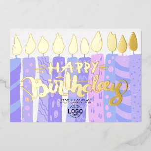 Add Logo Fun Purple Candles Corporate Birthday