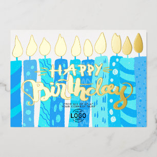 Add Logo Fun Sky Blue Candles Corporate Birthday