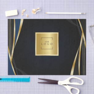 Add logo  Gold and Black corporate event  Tissue Paper