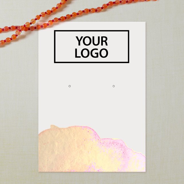 Add Logo Gold Watercolor Abstract Earring Display Business Card (Creator Uploaded)