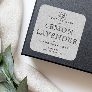 Add logo grey paper texture square product labels