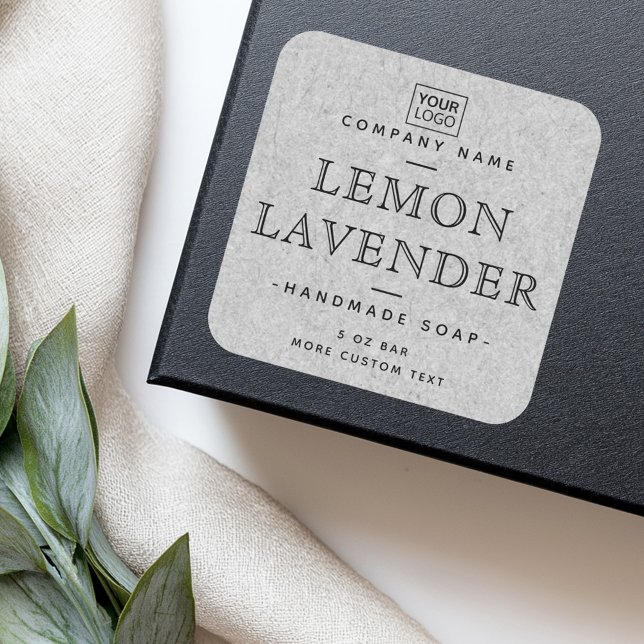 Add logo grey paper texture square product labels (Add logo gray paper texture square product labels)