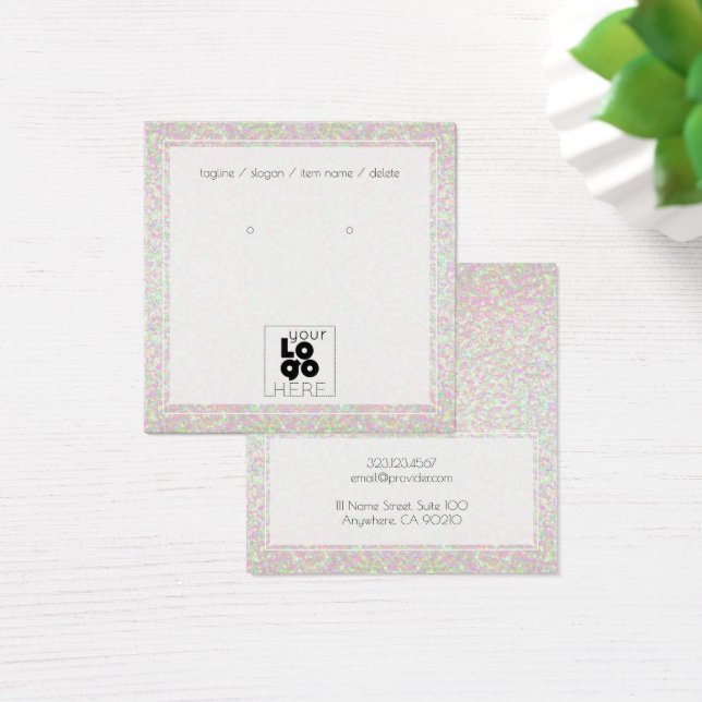 Add Logo Iridescent Glitter Earring Display Card (Desk)