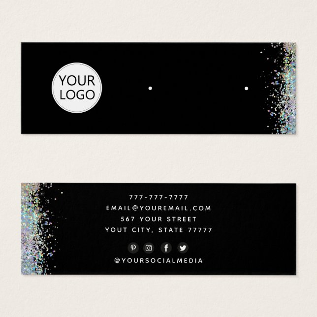 Add logo Jewellery Modern Black earring display Ca (Front & Back)