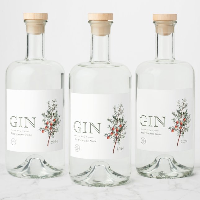 Add Logo Juniper Branch Custom GIN  Liquor Bottle Label (Bottles)