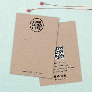 Add Logo Kraft Earring Display Holder QR Code