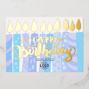 Add Logo Loose Fun Blue Candles Corporate Birthday