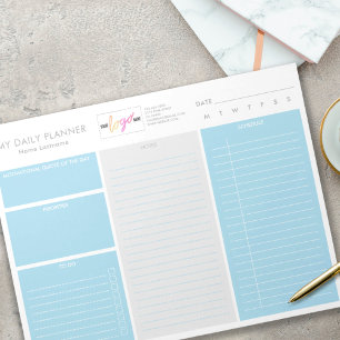 Add Logo Minimalist Blue Undated Daily Planner Notepad