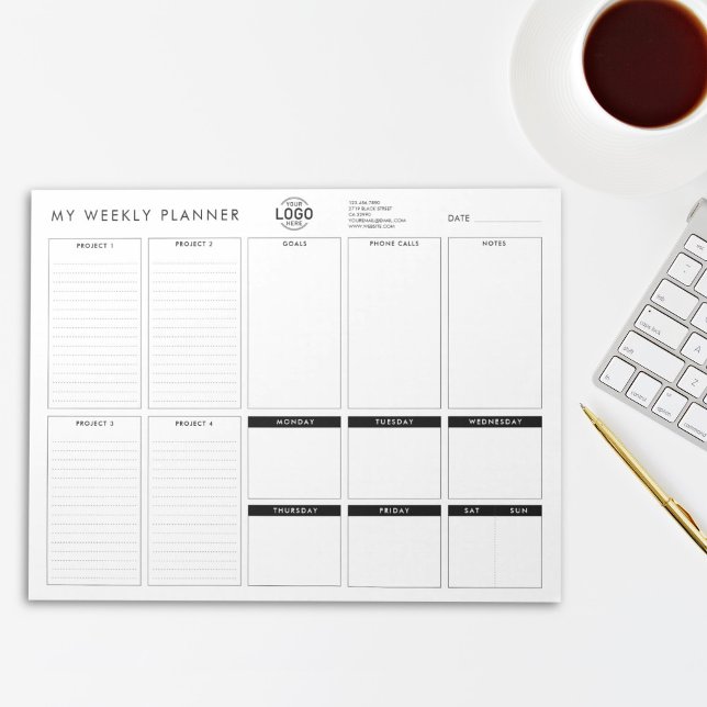Add Logo Minimalist Simple Undated Weekly Planner Notepad (Creator Uploaded)