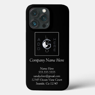 Add logo Modern Minimalist White script text Black iPhone 13 Pro Case