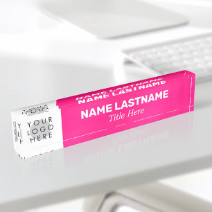 Add Logo Modern Name Title Simple Bold Bright Pink Nameplate