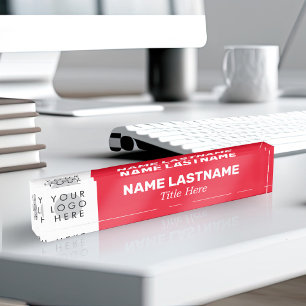Add Logo Modern Name Title Simple Bright Red Nameplate