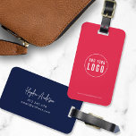 Add Logo Modern Script Business Custom Colours Luggage Tag<br><div class="desc">Add Logo Modern Script Business Custom Colours Luggage Tag that's perfect for you and your employees when travelling for work. Background colour on the front and back is editable, click "Edit" to change the colour Personalize it by replacing the placeholder text and the placeholder image with your own logo. For...</div>