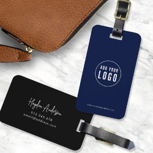 Add Logo Modern Script Business Custom Colours Luggage Tag