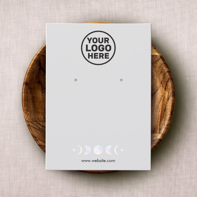 Add Logo Moon Phase  Zodiac Earring Display  Busin Business Card (Creator Uploaded)