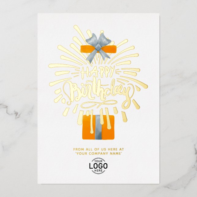 Add Logo Orange Gift Fireworks Business Birthday (Front)