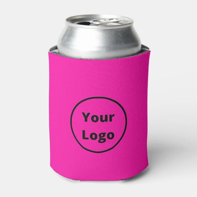 Add logo plain solid pink can cooler (Can Front)