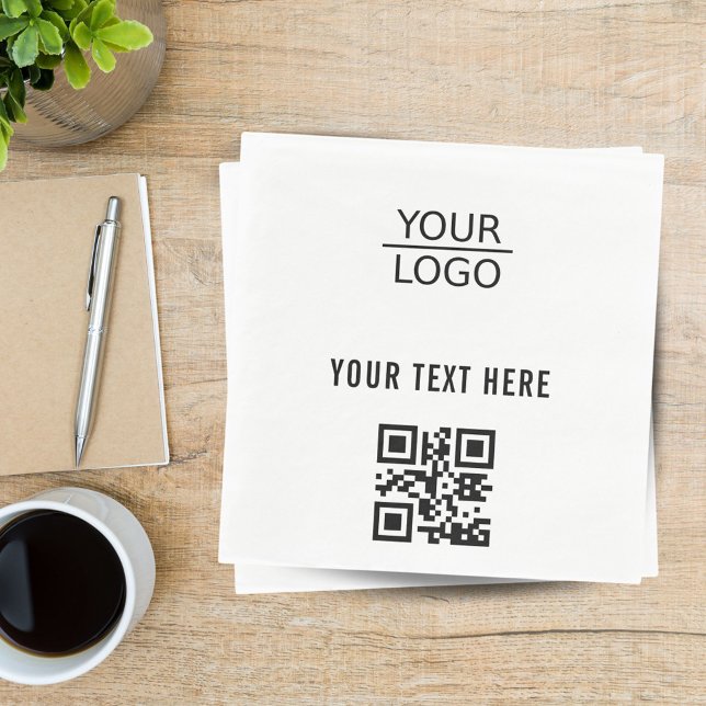 Add Logo QR Code Custom Text Company Promotion Napkin (Creator Uploaded)