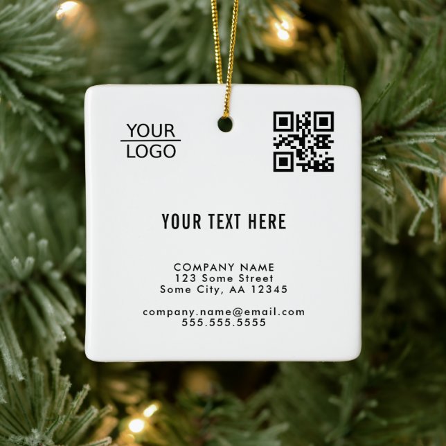 Add Logo QR code Custom Text Promotion Giveaway  Ceramic Ornament (Tree)