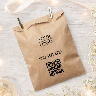 Add Logo QR Code Custom Text Promotion Kraft  Favour Bag
