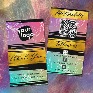   Add Logo & QR Code Modern Personalized Thank You Business Card